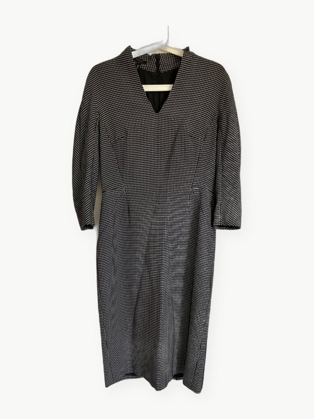 Escada Damarena Black & White Micro Check Sheath Dress 36 Wool